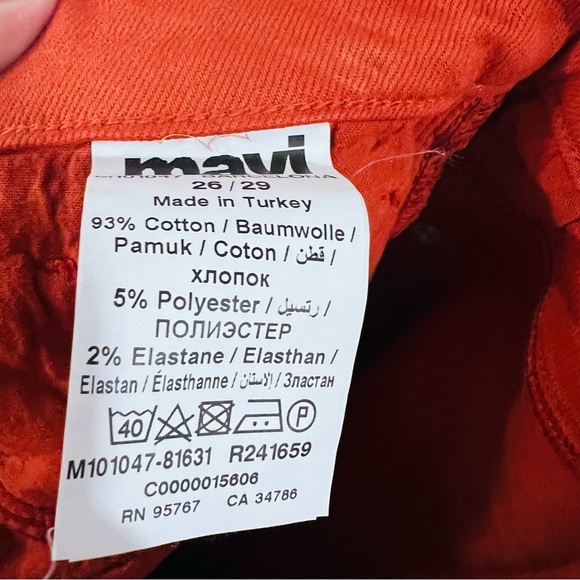 Mavi Barcelona High Rise Wide Leg Raw Hem Jeans in Orange Size 26 - Picture 10 of 10